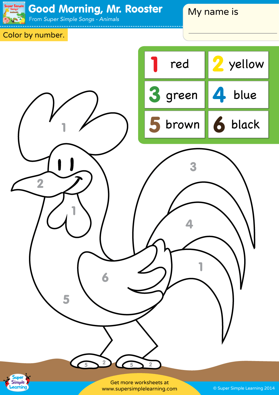 Good Morning, Mr  Rooster Worksheet â Color By Number